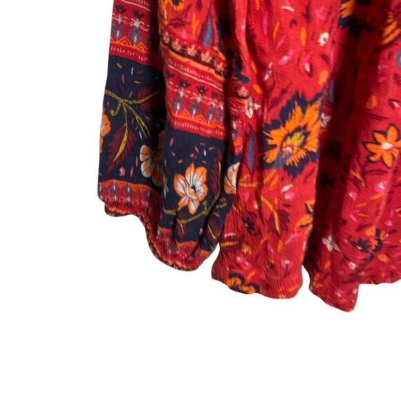 Old Navy women large red floral artsy flowy boho blouse - Picture 4 of 10